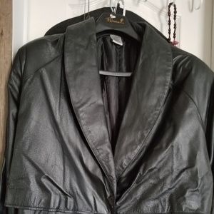 Plus size womens leather trench coat